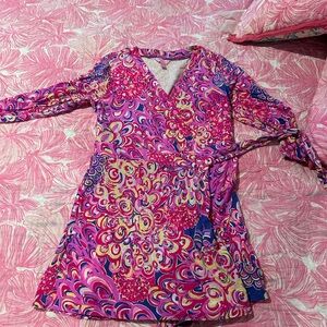 Lilly Pulitzer Pink and Blue Swirl wrap romper